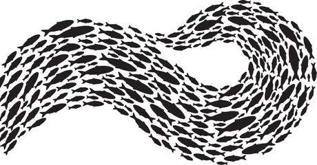 Fototapeta premium Fish_swimming in unison graphic 