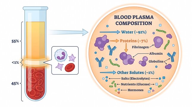 Medical Infographic of Human Blood Plasma Composition