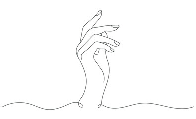 Obraz premium One Line Elegant Female Hand Gesture, Editable Line
