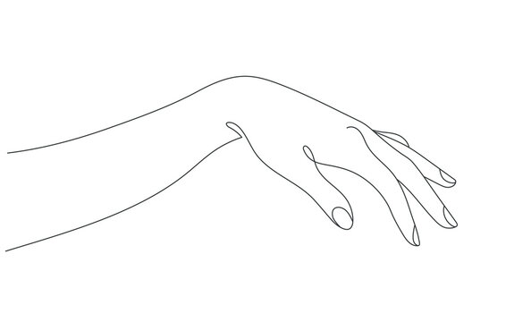One Line Elegant Female Hand, Editable Line.