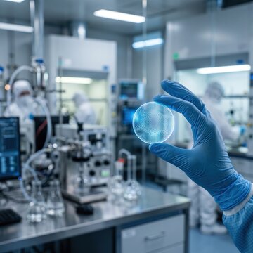 Laboratory Researcher Holding Sample in Advanced Scientific Laboratory Environment
