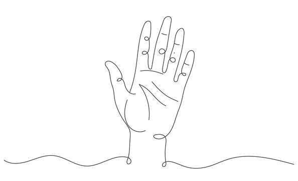 One Line Open Hand Palm Up, Editable Line.