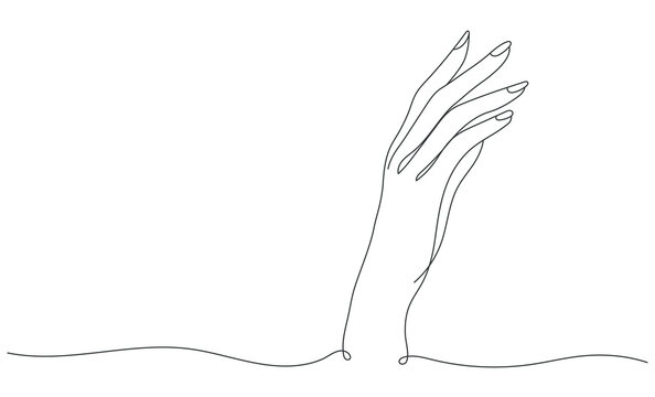 One Line Reaching Hand, Editable Line.