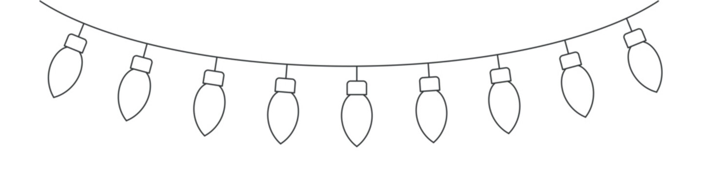Christmas Garland with Balls, Editable Line.