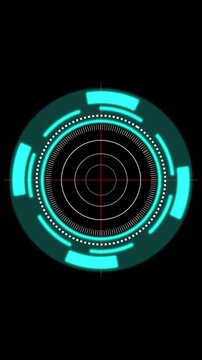Cyan futuristic HUD target reticle glows HUD target reticle stays This HUD target reticle with red crosshairs provides a professional tactical visual for high tech gaming media