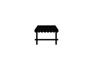 Fototapeta premium Black Silhouette Of A Market Stall With A Wavy Canopy On A White Background vendor shop booth stand