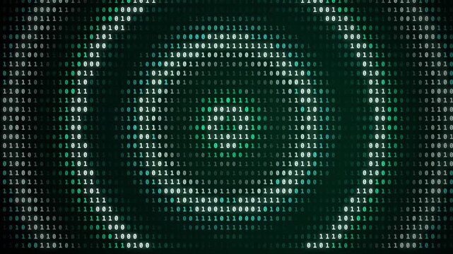 Binary digits swirling in digital tunnel front view rotating shift, shifting, motion blur, ones and zeros