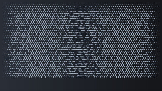 Abstract grey halftone pattern with diamond square shapes on a dark background