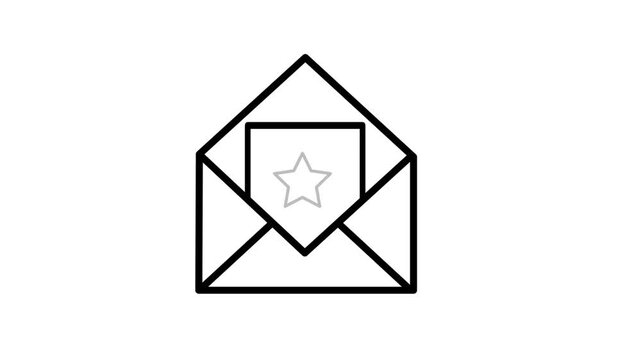 Favorite, stars email messages animated icon. Open mail symbol animation