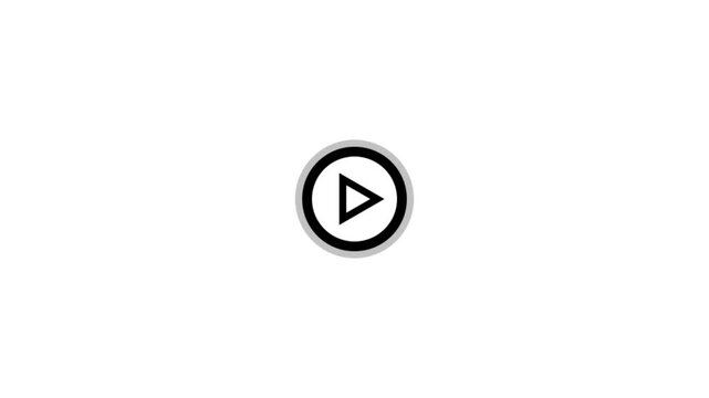 White play button animation. Minimalist white video play button icon on a white background. 4k