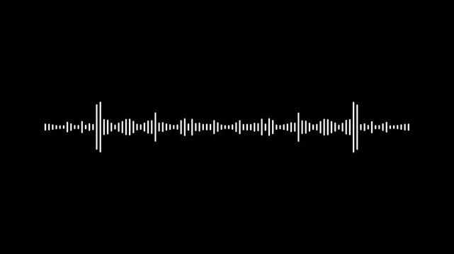 White audio waveform spectrum animation, modern sound frequency bars visualization, digital voice signal equalizer motion, seamless abstract music pulse overlay on black background,4k loop animation