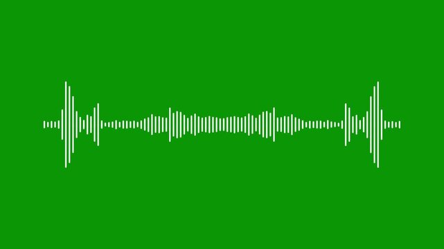 Abstract audio sound visualizer wave spectrum animation, white line voice waveform motion, digital music frequency equalizer overlay, seamless pulse effect on green screen background,4k video