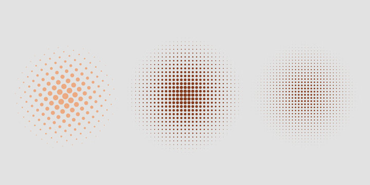 Set of halftone circles. Vector illustration.