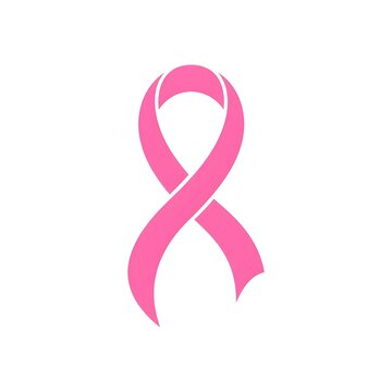 A bright pink ribbon symbol representing breast cancer awareness month isolated on a white background for health campaigns and medical support for cancer patients worldwide
