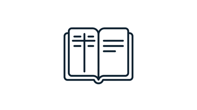 Open Bible with Cross Icon
