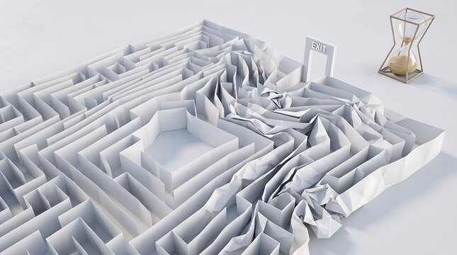 Birds Eye View of Deflating Paper Maze Close-Up and Deflating
