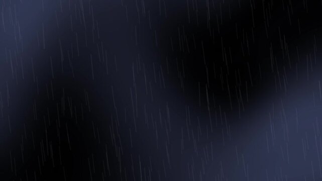 Realistic falling rain animation overlay on a dark background. Seamless loop video for atmospheric, moody nature scenes and motion design.