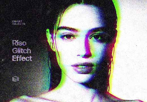 Riso Glitch Photo Effect For Poster And Social Media Design