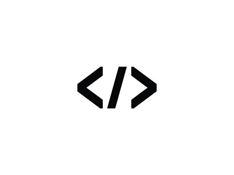 Black angle brackets symbol a flat icon on a white background for coding concepts chevron graphic vector digital