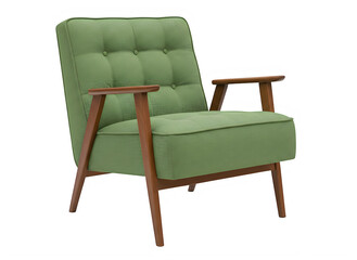 Obraz premium Modern green armchair with wooden legs in a cozy setting