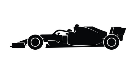 Obraz premium Formula one race car silhouette against a white background a vector illustration of motorsport