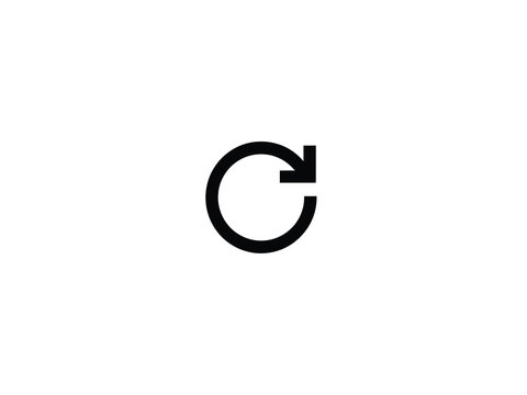 Circular arrow icon a black silhouette against a white background for interface design cycle loop rotation clockwise counterclockwise