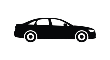 Fototapeta premium Sedan Car Silhouette On White Background A Minimalist Vector Illustration Of Automotive Transportation automobile