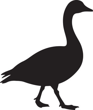 Black silhouette goose standing alone