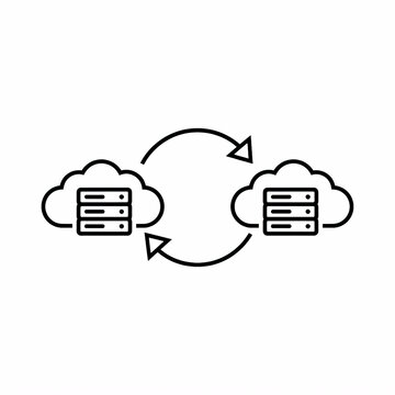 Cloud server data synchronization and migration transfer line icon