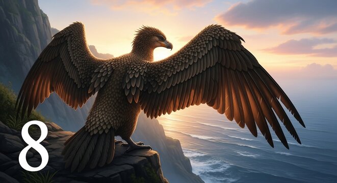 Soaring eagle against dramatic sky