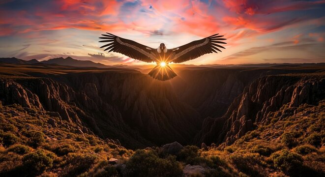 Soaring eagle sunset canyon