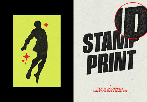 Vertical Stamp Print Text And Logo Effect For Poster And Branding Design