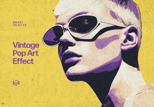 Vintage Pop Art Photo Effect For Poster And Social Media Design