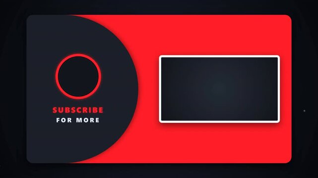 Animated YouTube End Screen with Subscribe Button and Video Placeholder - Red & Black