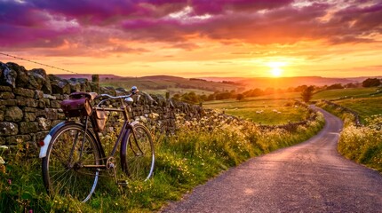 Fototapeta premium Sunset paints sky in warm purple and orange hues