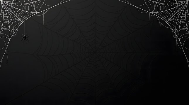 Dark textured background with subtle spider web pattern, creating a minimal Halloween theme.