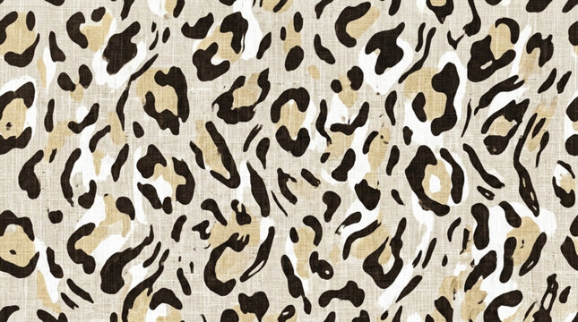 Leopard Print Pattern with Black and Tan Spots on Light Background for Fashion and Design Use