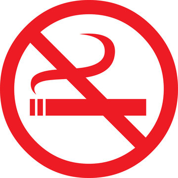 No smoking sign. Smoking prohibited symbol of a cigarette in a crossed circle