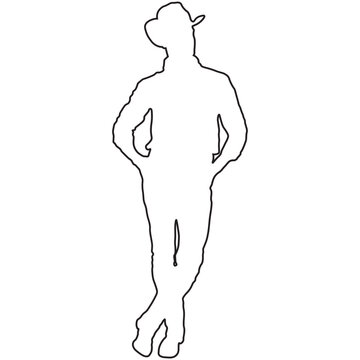 Line Drawing of a Cowboy.
