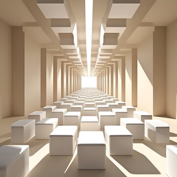 Infinite Floating Cube Tunnel Optical Illusion