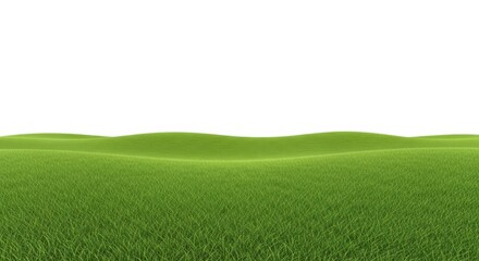 Obraz premium Lush Green Meadow with Rolling Hills and Grass Texture Isolated on White Background