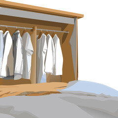 wardrobe with clothes