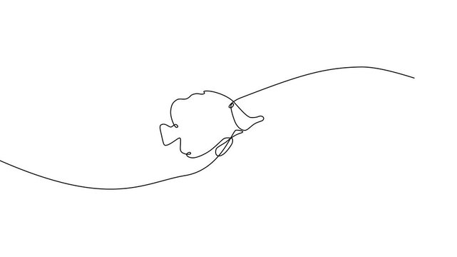 simple minimalist one line drawing fish animation video