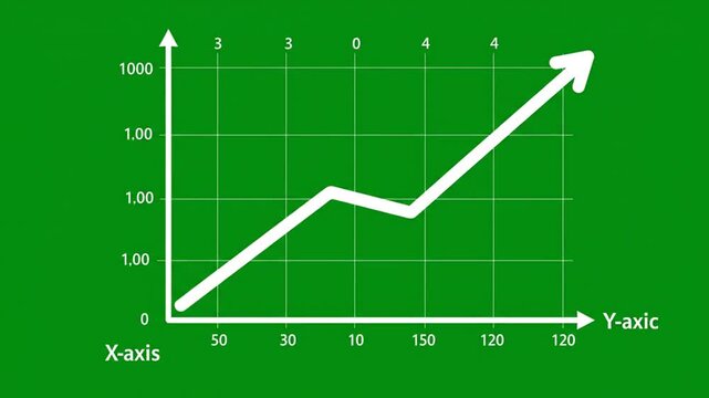 Empty graph axes grid on green background