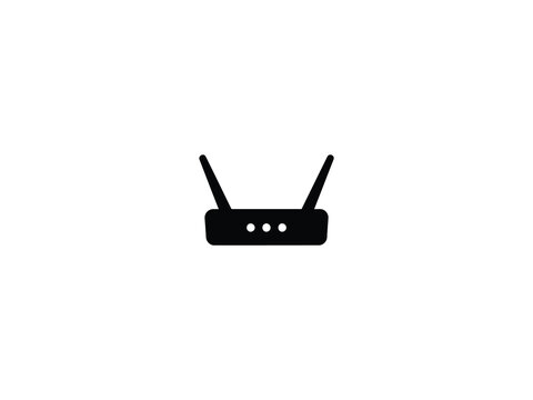 Black wireless router silhouette on a white background a simplified depiction of network connectivity signal broadband internet communication