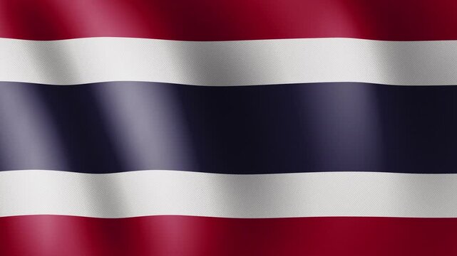 Thailand flag waving, close-up of Thailand national flag, animated flag 4k video background