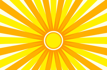 Fototapeta premium Yellow sun illustration. Abstract design of a shining sun in a flat style.