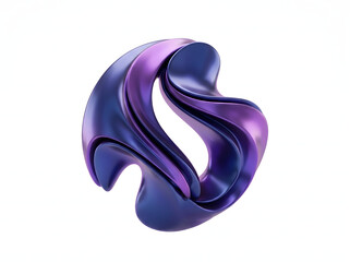 Obraz premium Visually striking digital illustration featuring a swirling, liquid-like 3D abstract form in gradients of deep blue and reflective purple, conveying motion and modernity