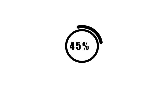 Animated black percentage circle loading counter timer 0 to 10, Circular progress bar percentage counter motion graphic animation