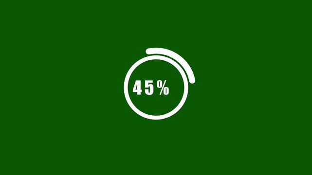 Animated white percentage circle loading counter timer 0 to 10, Circular progress bar percentage counter motion graphic animation